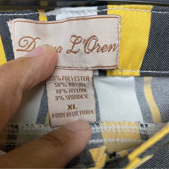 Donna L'Oren Black Yellow White Stripe Jeggings Pants - Picture 6 of 9